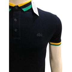 Lcoste Men's Contrast Collar Pique Polo Shirt Black