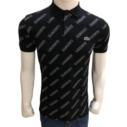 Lcoste Men's Multiple Logo Pique Polo Shirt Black