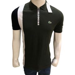 Lcoste Men's Vertical Stripe Pique Polo Shirt Olive
