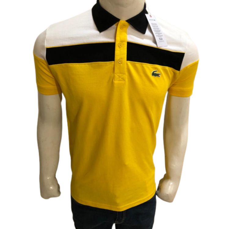 Lcoste Men's Color Block Pique Polo Shirt Yellow