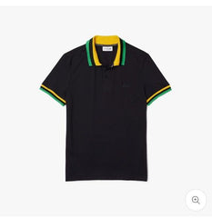 Lcoste Men's Contrast Collar Pique Polo Shirt Black