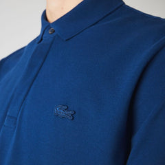Men's Lcoste Paris Polo Shirt Stretch Cotton Piqué Blue