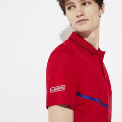 Lcoste Men's SPORT Contrast Accent Breathable Piqué Tennis Polo Shirt