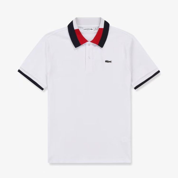 LCOSTE CONTRAST COLLAR TIPPING POLO SHIRT WHITE