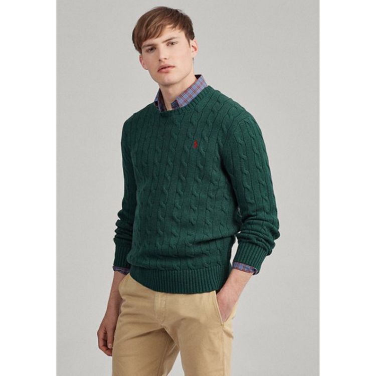 RL Cable Knit Cotton Sweater Green