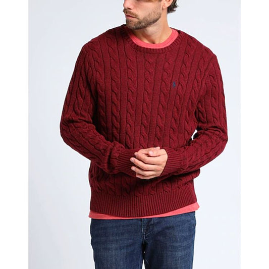 RL Cable Knit Cotton Sweater Maroon