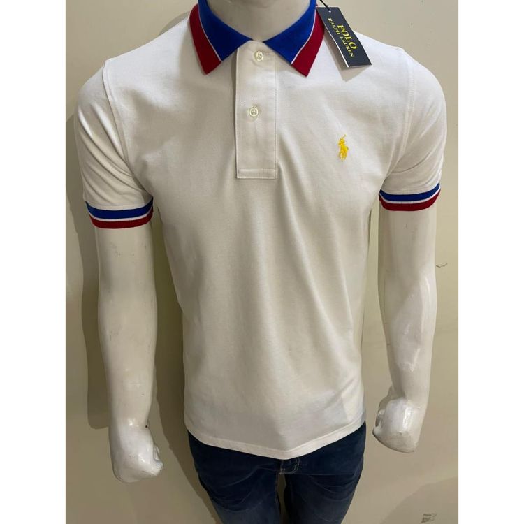 RL Contrast Collar Polo Shirt White