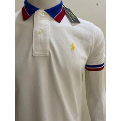 RL Contrast Collar Polo Shirt White