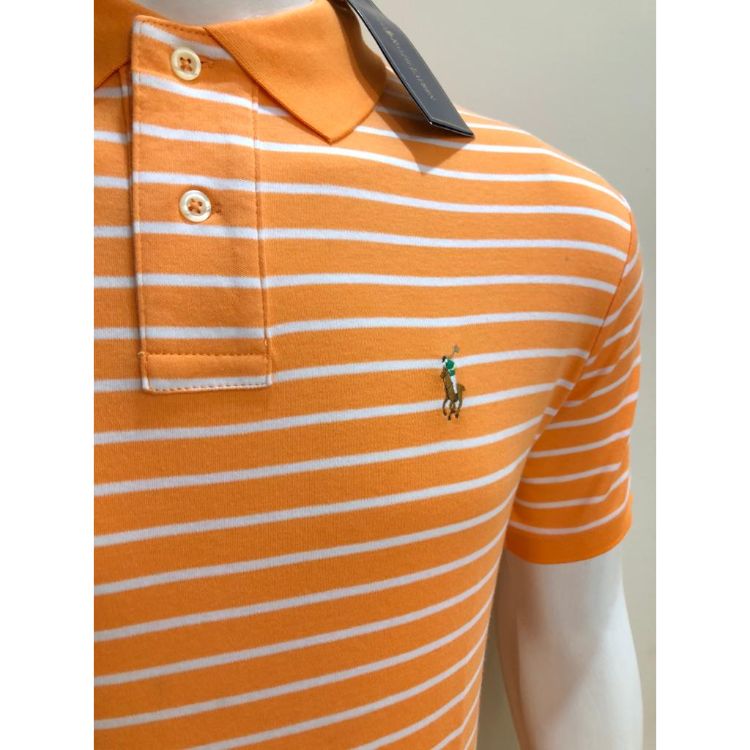 RL Small Pony Stripes Polo Shirt Orange