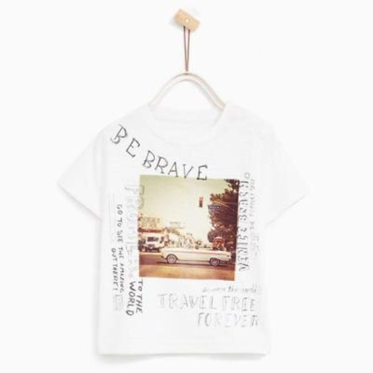 Zr kids 'be brave' car printed t-shirt