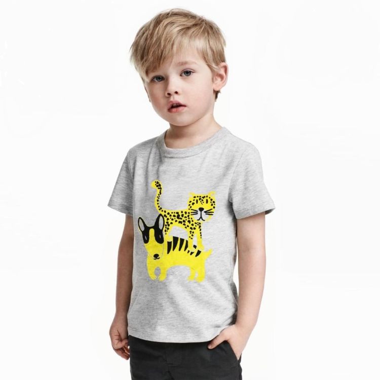 Zr kids grey 'leopard' printed t-shirt